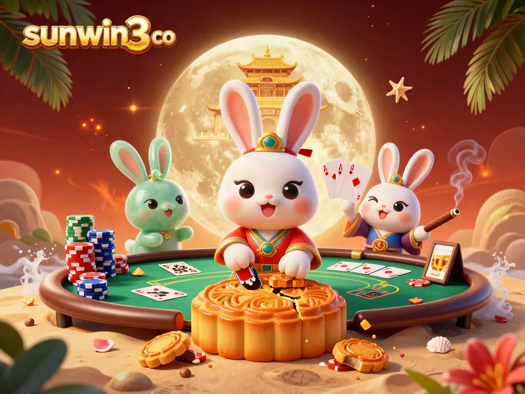 Experience thrilling gameplay with sunwin3 co as the moon rabbit reveals poker chips.