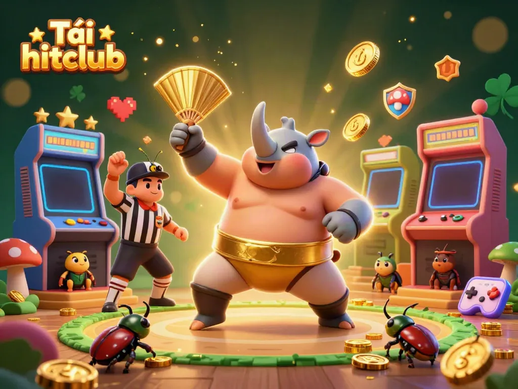 Experience the thrill of Tải hitclub with dynamic casino-themed 3D illustration showcasing vibrant characters and game elements.