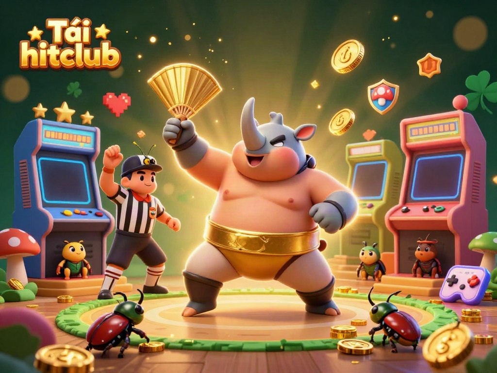 Experience the thrill of Tải hitclub with dynamic casino-themed 3D illustration showcasing vibrant characters and game elements.