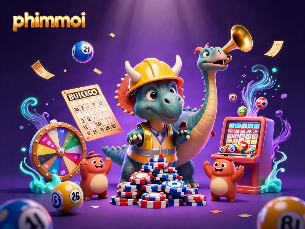 Join the excitement with phimmoi's vibrant casino scene featuring dynamic lottery elements and cheerful characters.