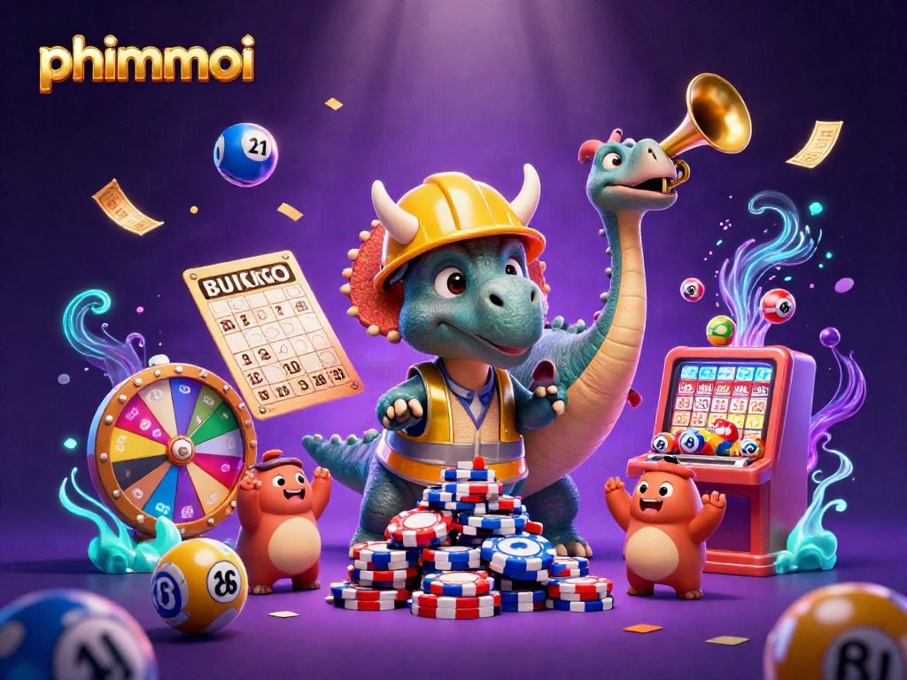 Join the excitement with phimmoi's vibrant casino scene featuring dynamic lottery elements and cheerful characters.