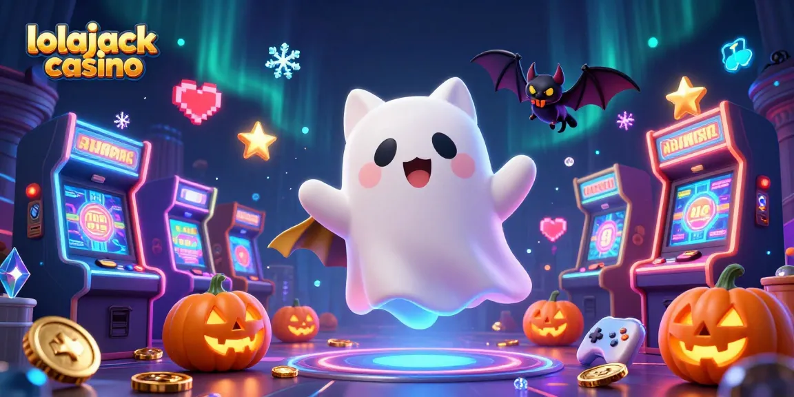 Experience fun and excitement at lolajack casino with a friendly ghost cat and vibrant gaming elements.